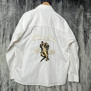 Sean John Shirt Men Size XXL Button Up Relaxed Y2K Hip Hop Panther White